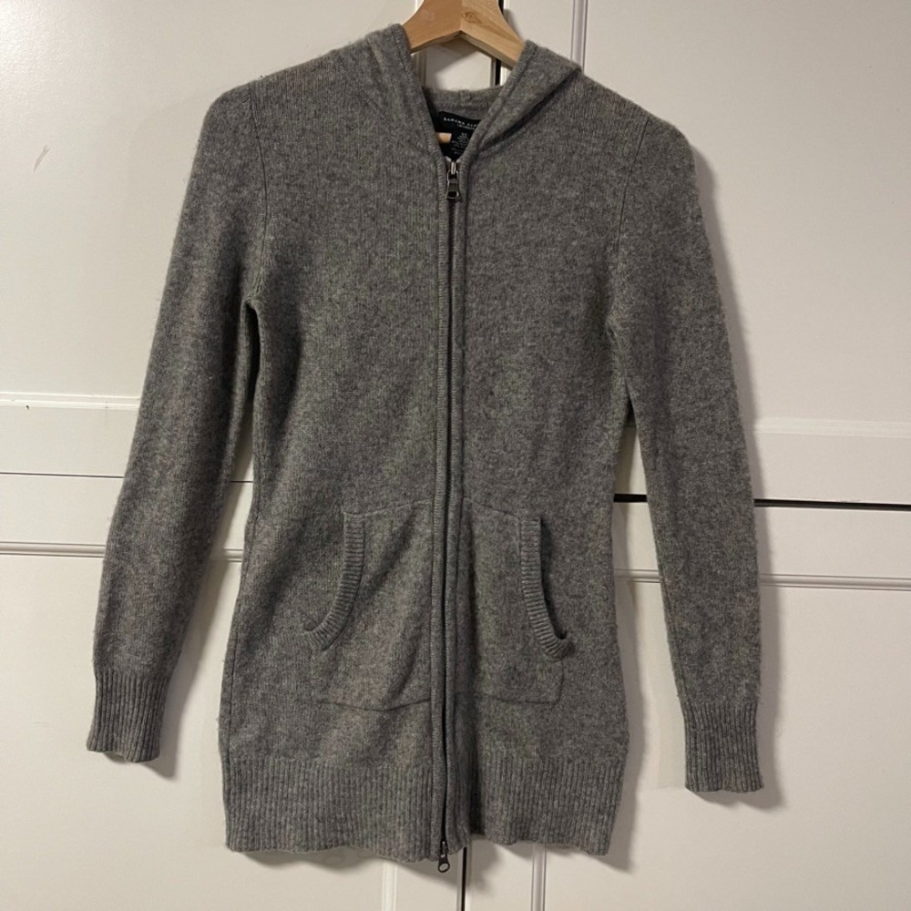 Banana Republic Womens Sweater Cashmere Blend Full Zip Hoodie XS Gray
